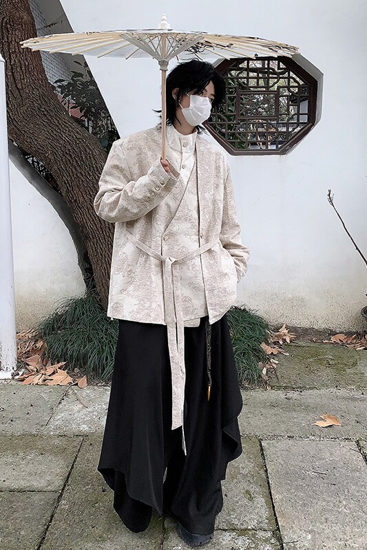 24春季男士提花新中式设计感假两件西服XZ43-P135,男装西服,电商B288