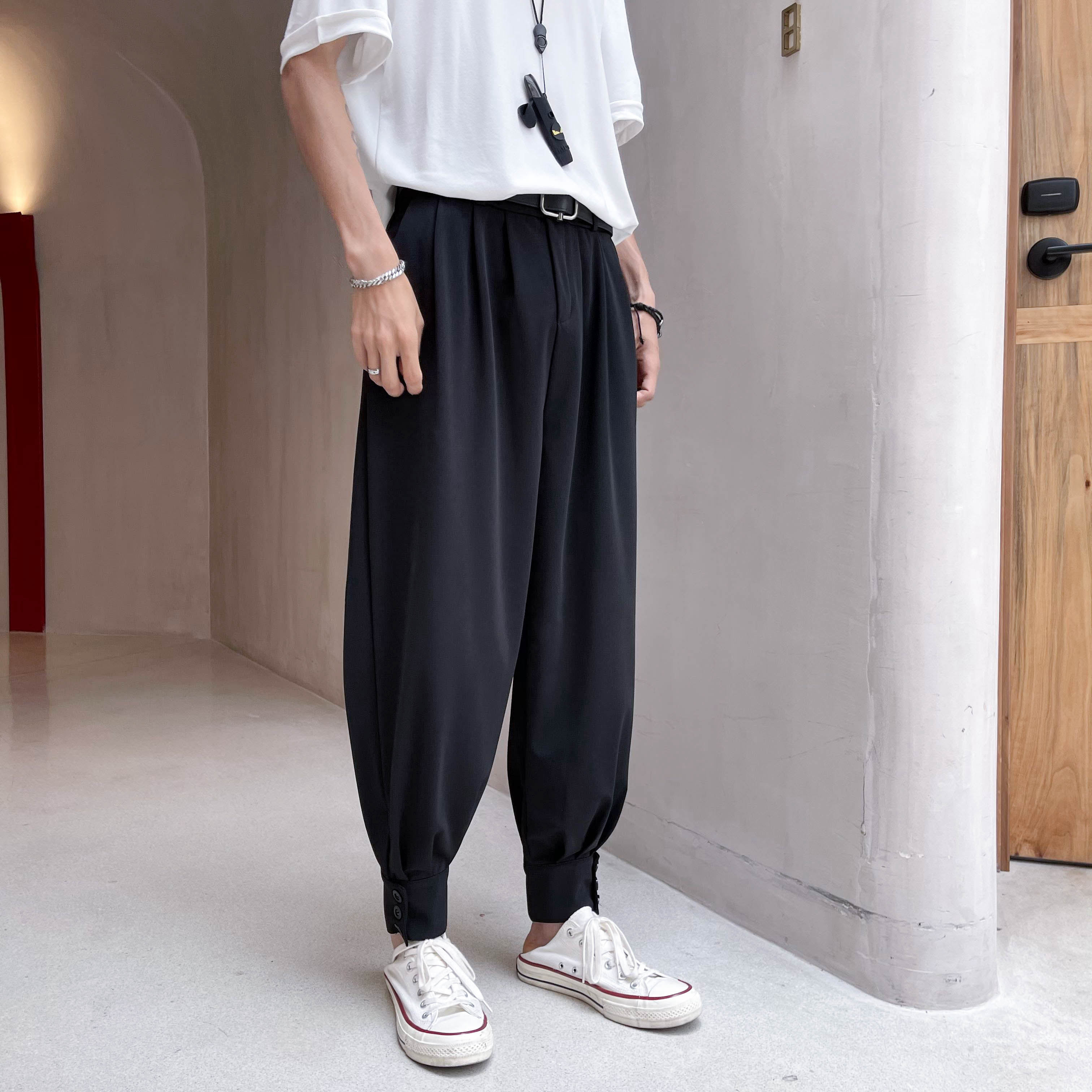 重磅！束脚工装男夏宽松显瘦冰丝顺滑垂感西装哈伦休闲裤ck72-p55，男装西服套装，电商B288