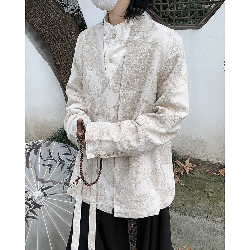 24春季男士提花新中式设计感假两件西服XZ43-P135，男装西服，电商B288