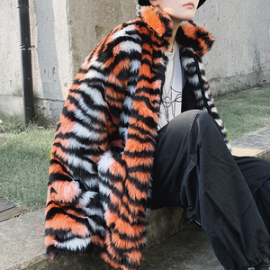2026新款冬季男士学生仿皮草虎纹潮流棉服外套mj239-p150图片