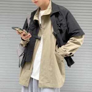 22秋冬网红两件套工装夹克宽松立领潮流外套日系上衣mj353-p138图片