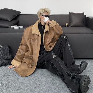 23秋冬男士烫金皮毛一体美拉德色系工装夹克棉服mj947-p178现货图片