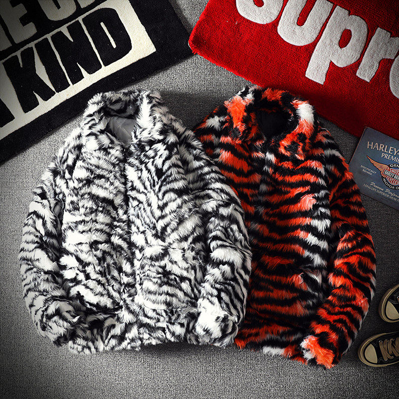 22潮牌大码斑马纹环保皮草加厚加棉保暖大码棉衣mj238-p150，男装棉衣，电商B288