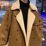 新麂皮绒羊羔毛皮毛一体加厚风衣复古长款大衣MJ516-P185，男装风衣，电商B288