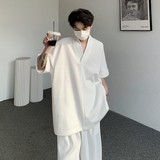 原创中式交领套头T恤改良汉服短袖冰丝仙气丝滑大码半袖DX15-p35，男装T恤，电商B288