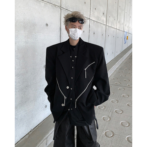 现货！25春季拉链金属装饰设计感拉链解构垫肩西服XZ31-P138图片