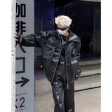 23秋冬仿皮皮衣金属拉链解构扣袢机车骑行夹克JK14-P168现货，男装夹克，电商B288
