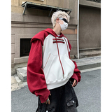 23秋撞色垫肩卫衣ins风短款套头连帽上衣男mj908-p88现货，男装卫衣，电商B288