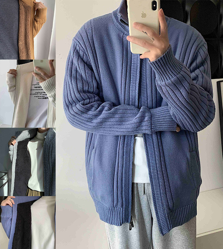 现货加厚羊羔毛内胆针织开衫大码保暖高品质外套22MY02-特p68，男装棉衣，电商B288