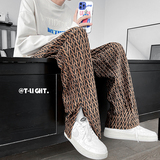 秋冬老花复古休闲嘻哈直筒长裤男休闲开叉褶皱裤潮B288-ck93-p55，男装休闲裤，电商B288