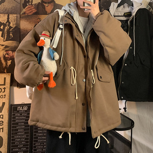 假两件毛呢大衣加棉棉衣冬情侣连帽潮流男女棉服B288-mj520-p120图片