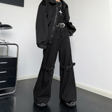 现货！25小众西裤绑带休闲裤微喇廓形金属气眼绊带长裤KZ04-P75，男装西裤，电商B288