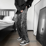秋季豹纹休闲长裤显瘦丝滑丝绒男士亮面港风裤子b288-ck88-p50，男装休闲裤，电商B288