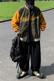 美式街头撞色刺绣棒球服宽松男女复古休闲外套mj368-p95，女装短外套，电商B288