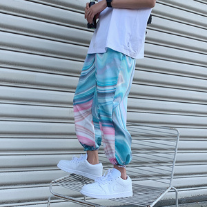 夏季ins彩虹束脚裤子男宽松运动裤休闲九分裤薄款防晒裤ck51-p55图片