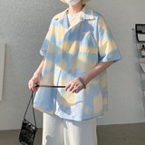 23新原创夏季清新泡泡纱云朵短袖衬衫晕染沙滩T恤DX08-P50，男装T恤，电商B288