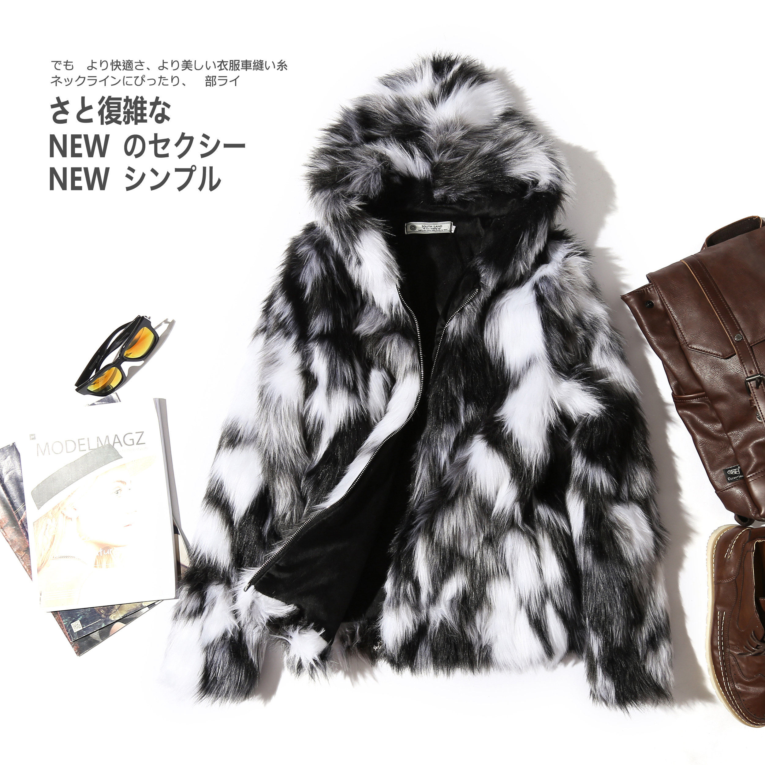 仿皮草秋冬三色提花毛毛情侣加厚外套MJ046--P150，女装短外套，电商B288