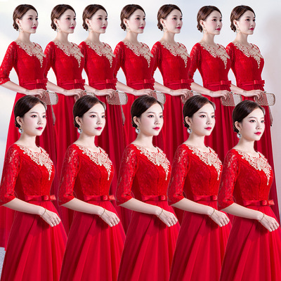 大合唱演出服女长裙红歌比赛表演装合唱团中老年礼服修身长裙女式