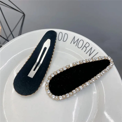 A109-1黑色珍珠链条水滴BB夹甜酷风镶钻韩版淑女发夹发卡发饰