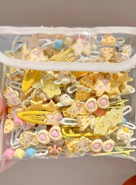 黄色女少儿发夹2024年新款头饰夏季气质发卡宝宝碎发固定鸭嘴卡子