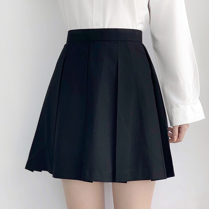 JK制服裙八箱褶裙子正统基础款半身裙校供纯色高腰A字百褶裙短裙