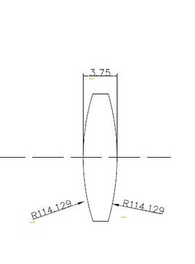 H-BaK6切边双凸球面镜 直径36*3.75mmCT R=114.129mm 切边25mm