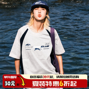 T恤男女 复古索罗娜凉感运动赛车风拼接短袖 THEWIZBRAND 春夏美式