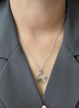 欧美田园风手绘珐琅釉蓝铃花圆环吊坠女生项链毛衣链送女朋友老婆