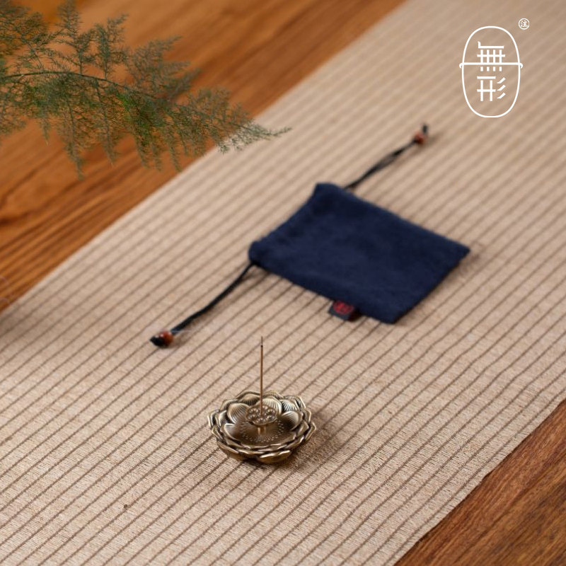 无形新款铜莲忆 香插线香座卧香器便携纯铜黄铜禅意香道摆件原创