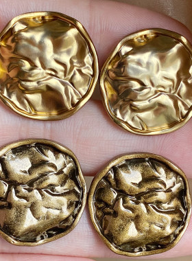 高端褶皱金属纽扣简约大衣外套扣