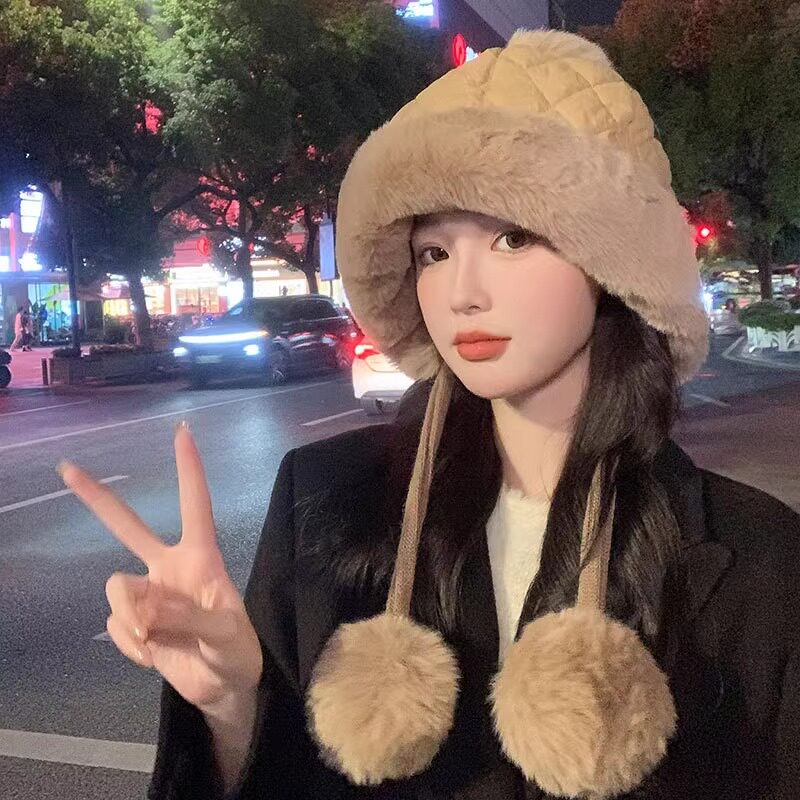 户外甜美女冬季羽绒棉雷锋帽女