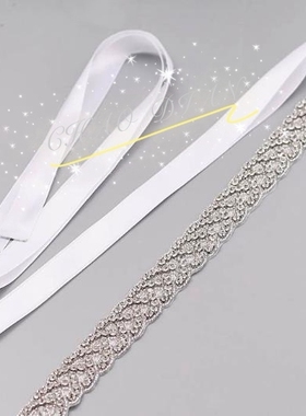 腰带女水钻婚纱时尚礼服配件手工银色闪亮腰封演出服百搭腰链配饰
