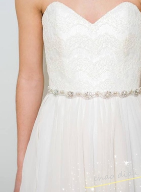 超闪水钻腰带腰链新娘婚纱配饰礼服旅游拍照装饰时尚派对优雅腰封