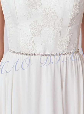 水钻腰带女士新娘绑带闪亮腰封礼服晚会定做细款婚纱腰链水晶配饰