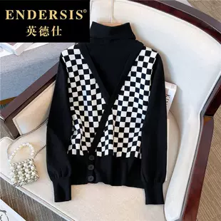 女装 胖mm内搭上衣 假两件高级感高领毛衣打底衫 大码 2022秋冬季 新款