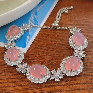 天然粉玉髓玛瑙手链女朋友礼物喜欢直播爆款简约新款首饰佩饰礼物