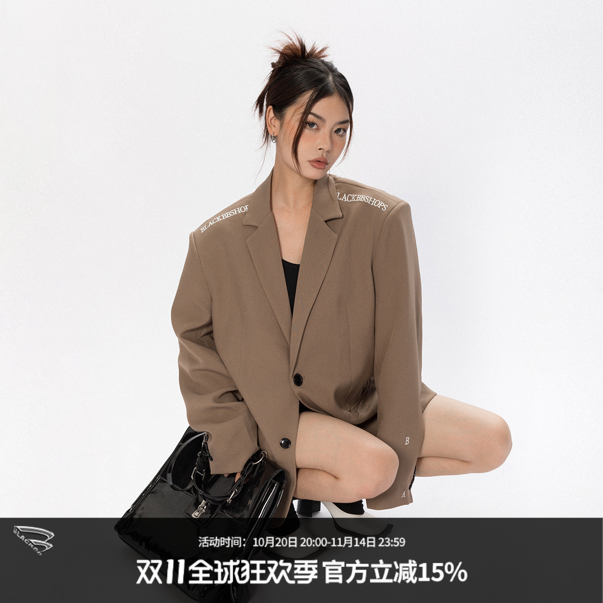 BLACKBB小众廓形刺绣西服