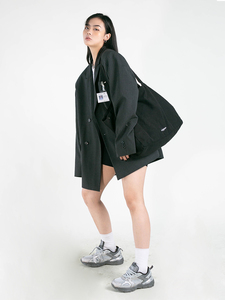 BLACKBB/春秋oversize条纹西装外套男女韩版休闲廓形百搭西服长袖