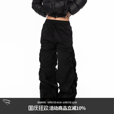 BLACKBB松紧抽皱休闲长裤男女