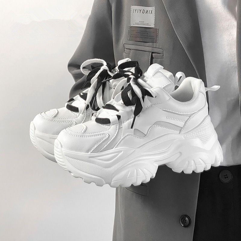 网面透气老爹鞋女款2025春季新款爆款小白鞋百搭厚底休闲运动鞋子