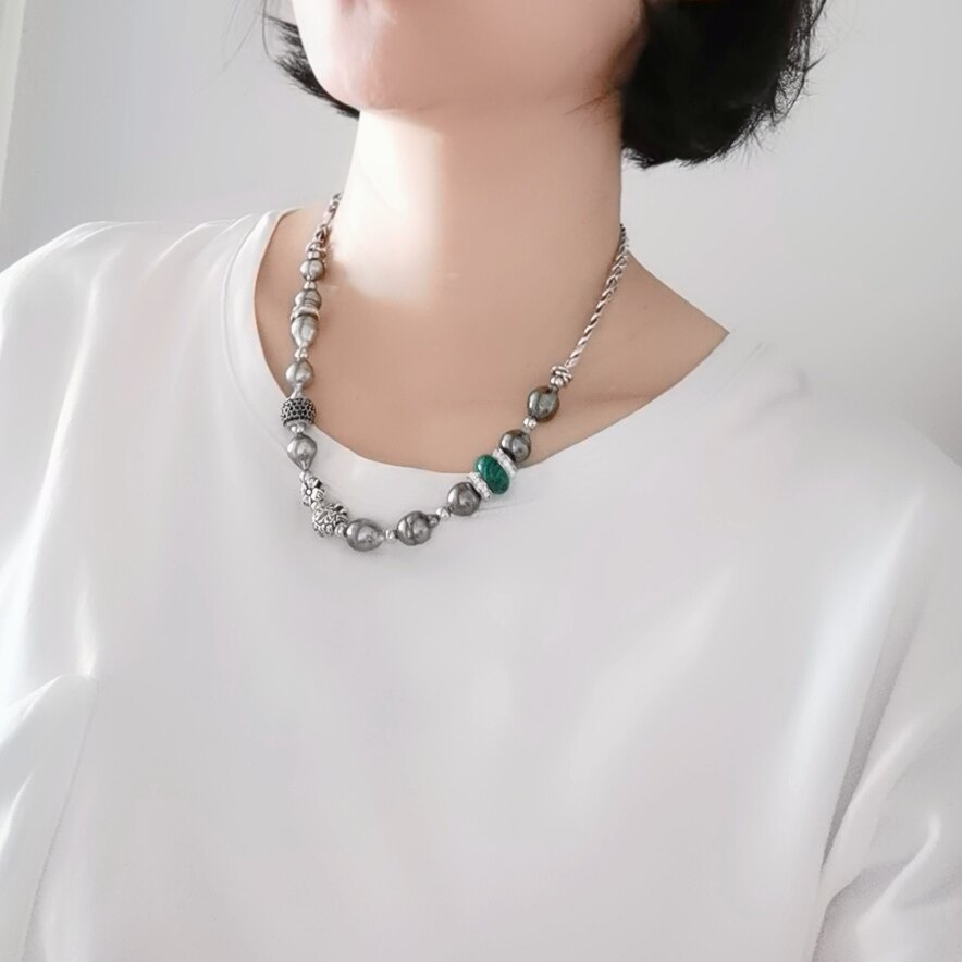 araledesign阿拉蕾原创设计【枯骨生繁花项链】海水大溪地项链