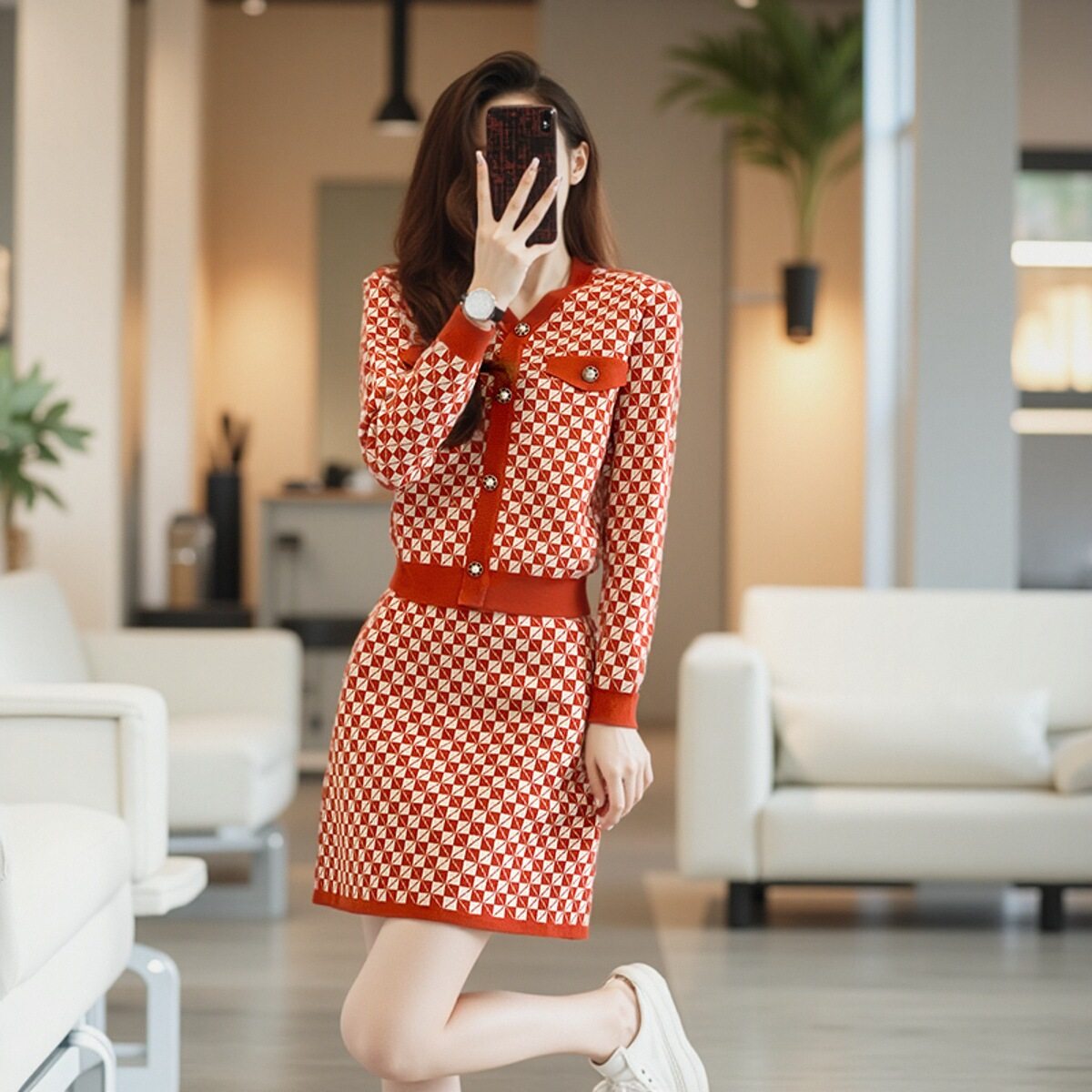 名媛小香风针织两件套装裙女秋冬季新款提花毛衣时尚休闲套装,女装/女士精品,时尚套装,淘宝优惠券,粉丝福利购,淘宝优惠卷