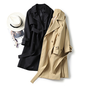 小个子双排扣长袖 时尚 秋冬外套女中长款 2023新款 英伦风 风衣女款