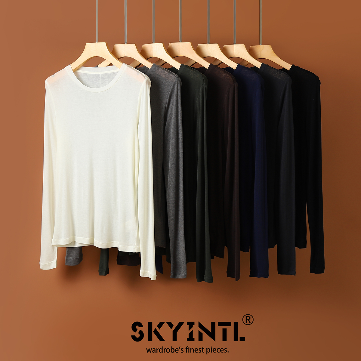 SKYINTL面膜轻柔莱赛尔羊毛T恤女