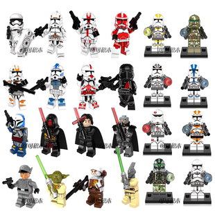 品高积星球大战木人仔克隆暴风白兵指挥官维达飞行员拼装益智玩具