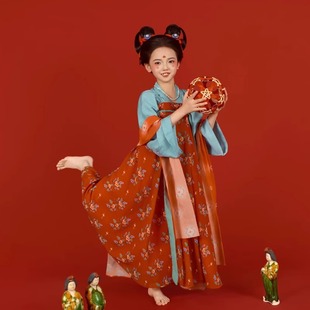 儿童古典舞演出服女童小陶俑中国风超仙古风襦裙唐装蹴鞠表演服装