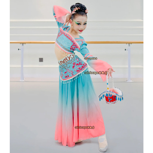 且吟春雨古典舞花篮演出服紫金舞蹈采花姑娘表演服罗敷行庭花记服