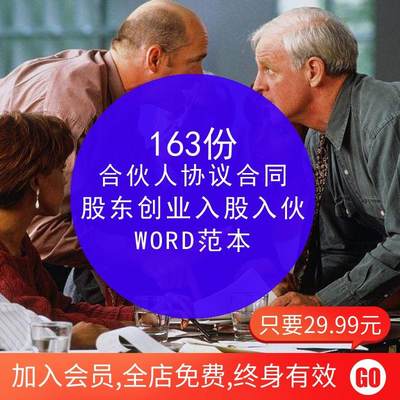 合伙人协议合同范本股东创业入股匿名开店方案公司股权 word范本