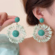 手工编织森系花朵耳环女2025新款 度假氛围感百搭夸张耳钉旅游耳饰