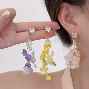 花团锦簇~流苏花朵耳环女海边度假风拍照耳坠适合夏天的夸张耳饰